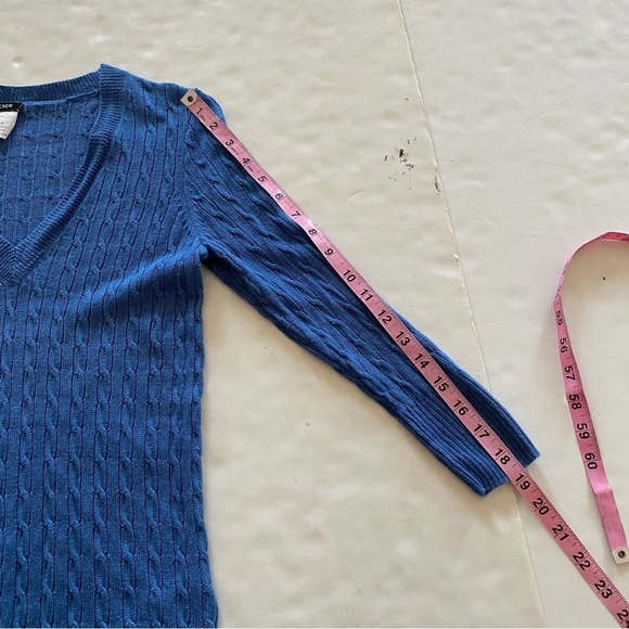 J Crew Linen Sweater Womens Size Small Blue Cableknit V Neck Jcrew J. Crew - Picture 6 of 10
